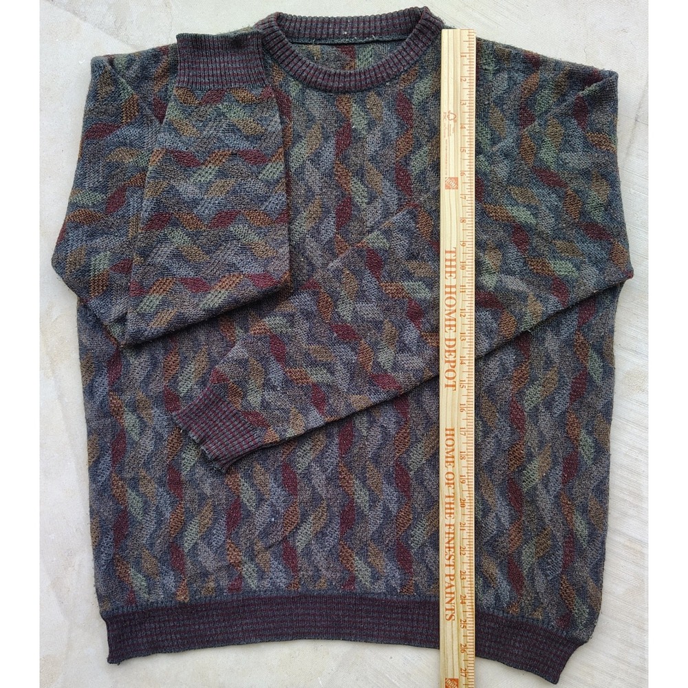 Tricots St Raphael Mens Small Crew Neck Sweater Multi Color Textured Knit